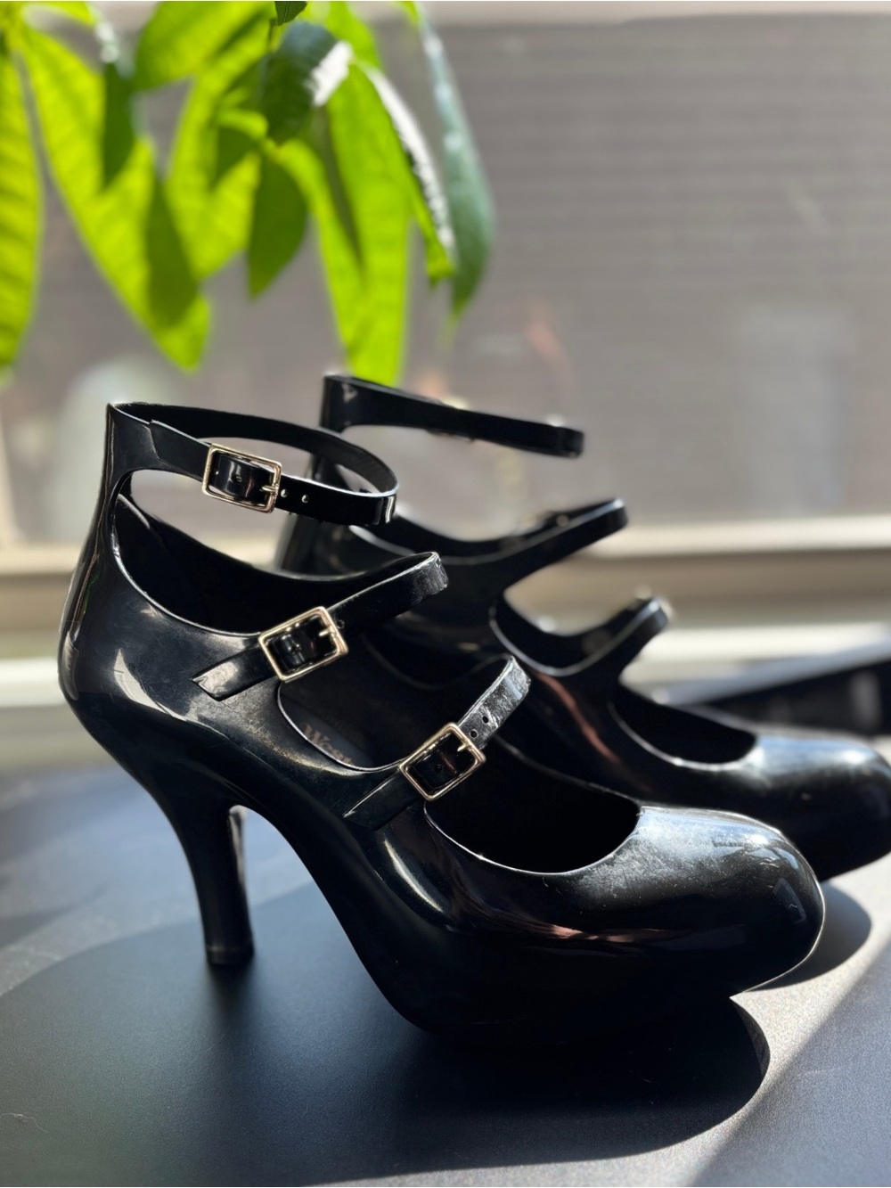 Vivienne Westwood Anglomania + Melissa Three Strap Elevated Heels Size 9 Black
